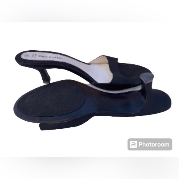 WHITE STAG KITTEN HEEL BLACK SLIDES 2” HEEL 8 - Picture 1 of 2
